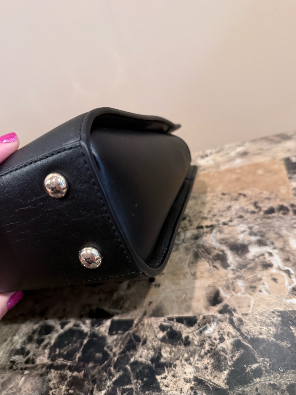 Henri Bendel Black Leather Petal Ring Satchel Crossbody Bag - Picture 5 of 11